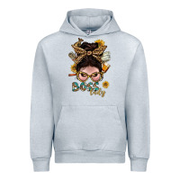 Heather Grey Western Messy Bun Boss Lady With Money Urban Hoodie - BundleAndBundleShop