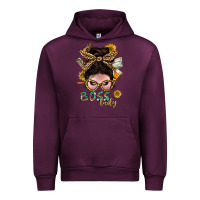 Mauve Wine Western Messy Bun Boss Lady With Money Urban Hoodie - BundleAndBundleShop