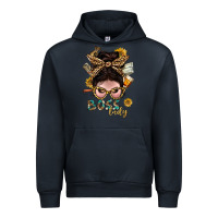 Navy Western Messy Bun Boss Lady With Money Urban Hoodie - BundleAndBundleShop