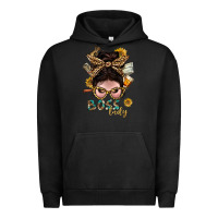 Pigment Black Western Messy Bun Boss Lady With Money Urban Hoodie - BundleAndBundleShop