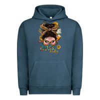 Pigment Midnight Navy Western Messy Bun Boss Lady With Money Urban Hoodie - BundleAndBundleShop