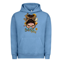 Pigment Pebble Blue Western Messy Bun Boss Lady With Money Urban Hoodie - BundleAndBundleShop