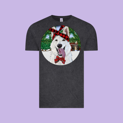 Vintage Tee Christmas White Shepherd With Cowhide