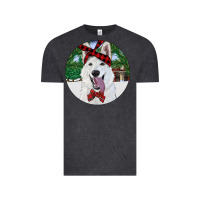 Vintage Black Christmas White Shepherd With Cowhide Vintage Tee - RanaPortraitStore