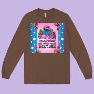 Ohana Means Family Stitch Long Sleeve Tee Designed By Zillion Design Studio