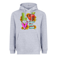 Heather Grey love with pen and  serape leopard Heavyweight Hoodie - Artiststas