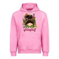 Fuchsia Pink Glamping Messy Bun With Glamping Camp Tent Bbs Urban Hoodie - BundleAndBundleShop