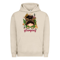 Pigment French Oak Glamping Messy Bun With Glamping Camp Tent Bbs Urban Hoodie - BundleAndBundleShop