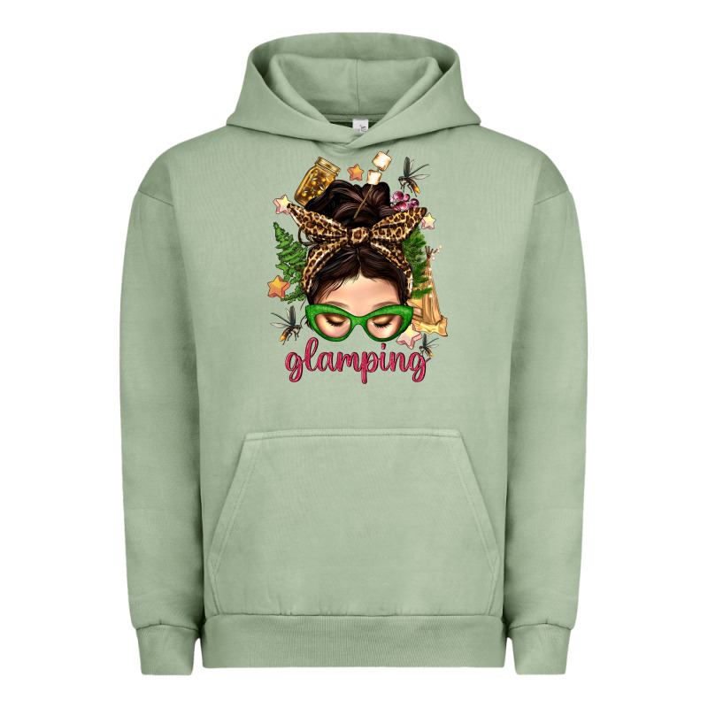 Glamping Messy Bun With Glamping Camp Tent Bbs Urban Hoodie by BundleAndBundleShop | Teevron