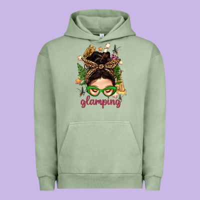 Glamping Messy Bun With Glamping Camp Tent Bbs Urban Hoodie Designed By Bundleandbundleshop