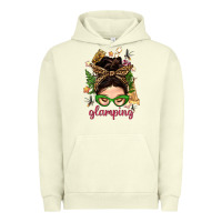 Pigment Pistachio Glamping Messy Bun With Glamping Camp Tent Bbs Urban Hoodie - BundleAndBundleShop