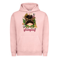 Pigment Salmon Glamping Messy Bun With Glamping Camp Tent Bbs Urban Hoodie - BundleAndBundleShop