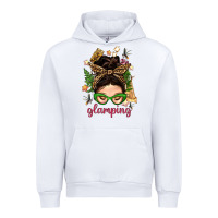 White Glamping Messy Bun With Glamping Camp Tent Bbs Urban Hoodie - BundleAndBundleShop
