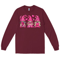 Burgundy Breast Cancer Gnomes Long Sleeve Tee - texasbilliewilder