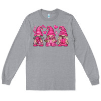 Heather Grey Breast Cancer Gnomes Long Sleeve Tee - texasbilliewilder