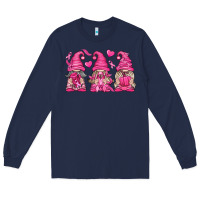 Navy Breast Cancer Gnomes Long Sleeve Tee - texasbilliewilder