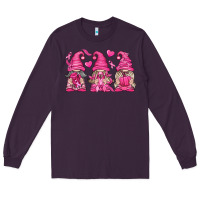 Plum Breast Cancer Gnomes Long Sleeve Tee - texasbilliewilder