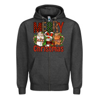 Charcoal Heather Merry Christmas Coffee Cups Zipper Hoodie - FaDigitalArtStudio
