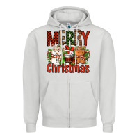 Dove Grey Merry Christmas Coffee Cups Zipper Hoodie - FaDigitalArtStudio