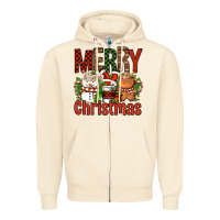 Sandshell Merry Christmas Coffee Cups Zipper Hoodie - FaDigitalArtStudio