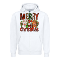 White Merry Christmas Coffee Cups Zipper Hoodie - FaDigitalArtStudio