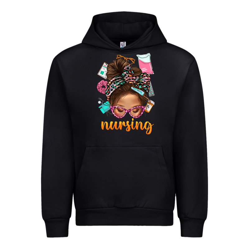 Messy Bun Nursing With Leopard Glasses Bbs Urban Hoodie by BundleAndBundleShop | Teevron