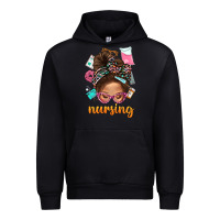 Black Messy Bun Nursing With Leopard Glasses Bbs Urban Hoodie - BundleAndBundleShop