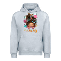 Heather Grey Messy Bun Nursing With Leopard Glasses Bbs Urban Hoodie - BundleAndBundleShop