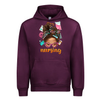 Mauve Wine Messy Bun Nursing With Leopard Glasses Bbs Urban Hoodie - BundleAndBundleShop