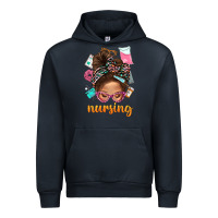 Navy Messy Bun Nursing With Leopard Glasses Bbs Urban Hoodie - BundleAndBundleShop