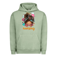Pigment Oil Green Messy Bun Nursing With Leopard Glasses Bbs Urban Hoodie - BundleAndBundleShop