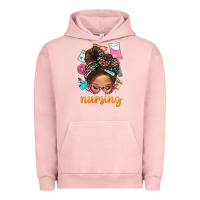 Pigment Salmon Messy Bun Nursing With Leopard Glasses Bbs Urban Hoodie - BundleAndBundleShop