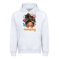 White Messy Bun Nursing With Leopard Glasses Bbs Urban Hoodie - BundleAndBundleShop
