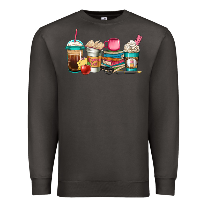 Teacher Fuel Coffee Cups Premium Sweatshirt by Jasminsmagicworld | Teevron