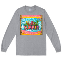 Heather Grey hello summer Long Sleeve Tee - Zillion Design Studio
