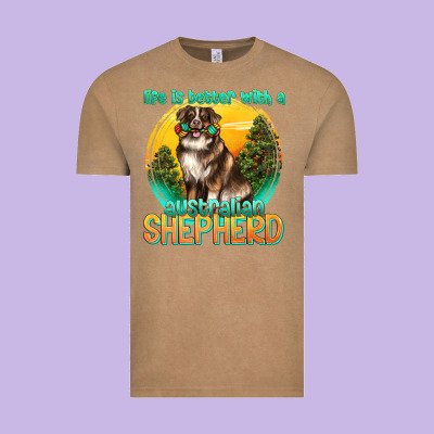 Life Is Better With A Australian Shepherd Vintage Tee Designed By Texasbilliewilder