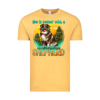 Vintage Mustard life is better with a australian shepherd Vintage Tee - texasbilliewilder