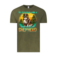 Vintage Olive life is better with a australian shepherd Vintage Tee - texasbilliewilder