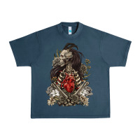 Midnight Navy floral skeleton Urban Heavy Tee - RanaPortraitStore