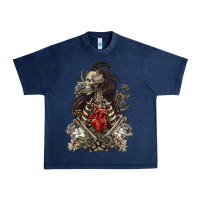 Navy floral skeleton Urban Heavy Tee - RanaPortraitStore