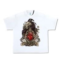 White floral skeleton Urban Heavy Tee - RanaPortraitStore