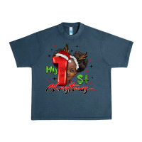 Midnight Navy my first christmas african girl Urban Heavy Tee - BarkalooDesign