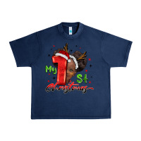 Navy my first christmas african girl Urban Heavy Tee - BarkalooDesign