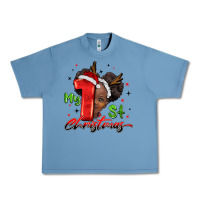 Pebble Blue my first christmas african girl Urban Heavy Tee - BarkalooDesign