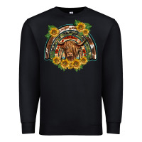 Black scottish calf sunflowers rainbow Premium Sweatshirt - BarkalooDesign
