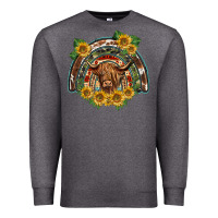 Charcoal Heather scottish calf sunflowers rainbow Premium Sweatshirt - BarkalooDesign
