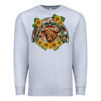 Heather Grey scottish calf sunflowers rainbow Premium Sweatshirt - BarkalooDesign