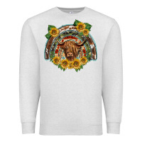 Oatmeal Heather scottish calf sunflowers rainbow Premium Sweatshirt - BarkalooDesign