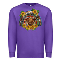 Purple scottish calf sunflowers rainbow Premium Sweatshirt - BarkalooDesign