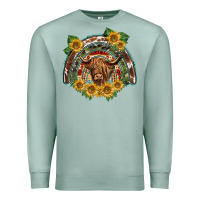 Seafoam scottish calf sunflowers rainbow Premium Sweatshirt - BarkalooDesign